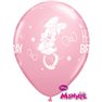 Baloane latex 11"/28cm Minnie Mouse - Happy Birthday, Qualatex 18686, Set 25 buc