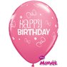 Baloane latex 11"/28cm Minnie Mouse - Happy Birthday, Qualatex 18686, Set 25 buc