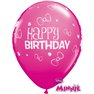 Baloane latex 11"/28cm Minnie Mouse - Happy Birthday, Qualatex 18686, Set 25 buc