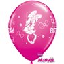 Baloane latex 11"/28cm Minnie Mouse - Happy Birthday, Qualatex 18686, Set 25 buc