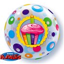 Balon Bubble 22"/56cm Happy Birthday, Qualatex 23606
