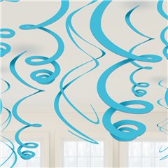 Caribbean Blue Plastic Swirls Decorations, Amscan 67055-54-55, Pack of 12 pieces 