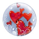 Balon Double Bubble 24"/61cm Lovely Floating Hearts, Qualatex 68808