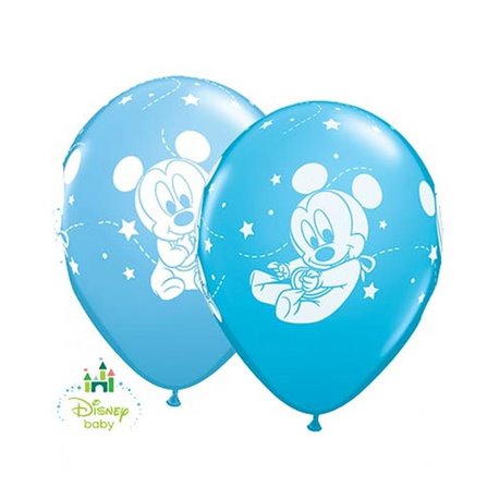 Baloane latex 11"/28 cm Mickey Mouse Baby , Qualatex 42839, Set 25 buc