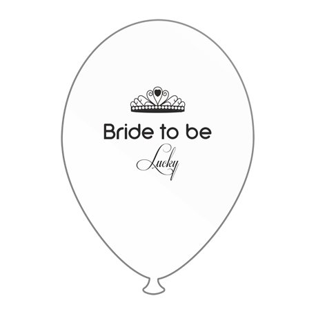 Baloane latex albe pentru burlacite - Bride to Be Lucky, Radar GI.BTBL.WBK