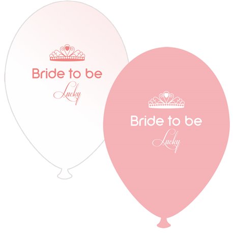Baloane latex asortate pentru burlacite - Bride to Be Lucky, Radar GI.BTBL.PINK/WH