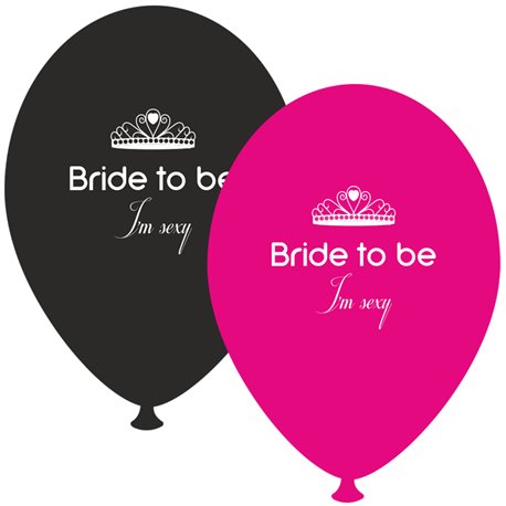 Baloane latex asortate pentru burlacite - Bride to Be I'm Sexy, Radar GI.BTBIS.BK/FUCHSIA