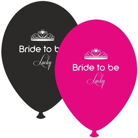 Baloane latex asortate pentru burlacite - Bride to Be Lucky, Radar GI.BTBL.BK/FUCHSIA