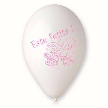 Baloane latex 10"/26cm inscriptionate "Este Fetita", Radar GI90.EF