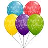 Buchet din baloane latex asortate Happy Birthday cu heliu, Qualatex Q19166