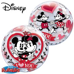 Balon Bubble 22"/56cm Mickey & Minnie - "I love you", Qualatex 21892