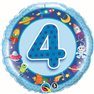 Balon Folie 45 cm Cifra 4 Albastra cu Extraterestri, Qualatex 26302