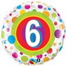 Balon Folie 45 cm Cifra 6 Buline, Qualatex 41104
