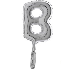 Balon micro folie litera B argintie - 18cm, Radar 07219