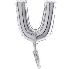 Balon micro folie litera U argintie - 18cm, Radar 07409