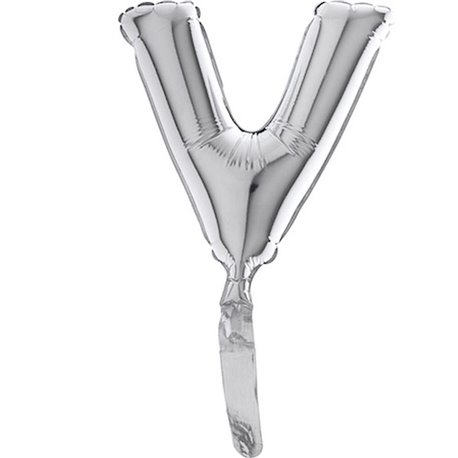 Balon Micro Folie litera V argintie - 18cm, Radar GB07419S