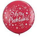 Baloane 90cm Rosu Inscriptionat Merry Christmas, Qualatex 74666, 2buc