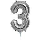 Baloane Folie cu Cifre 0-9 Silver - 16"/41cm, Northstar Balloons, 1 buc