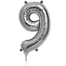Baloane Folie cu Cifre 0-9 Silver - 16"/41cm, Northstar Balloons, 1 buc