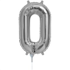 Baloane Folie cu Cifre 0-9 Silver - 16"/41cm, Northstar Balloons, 1 buc