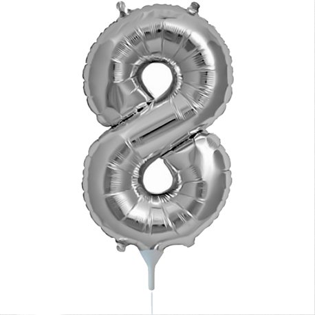 Baloane Folie cu Cifre 0-9 Silver - 16"/41cm, Northstar Balloons, 1 buc