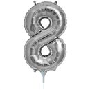 Baloane Folie cu Cifre 0-9 Silver - 16"/41cm, Northstar Balloons, 1 buc