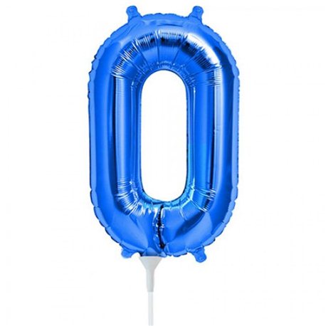 Balon folie cifra 0 albastru - 41 cm, Qualatex 59021