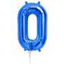 Balon folie cifra 0 albastru - 41 cm, Qualatex 59021