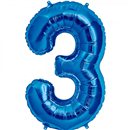 Baloane Folie Mari cu Cifre 0-9 Blue - 34"/86cm, Northstar Balloons, 1 buc