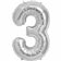 Balon folie cifra 3 argintiu - 86 cm, Radar 27983