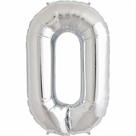 Baloane Folie Mari cu Cifre 0-9 Silver - 34"/86cm, Northstar Balloons, 1 buc