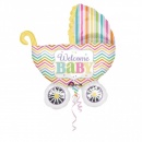 Balon folie figurina carucior Welcome Baby  - 71x79cm, Amscan 31588