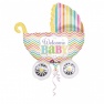 Balon folie figurina carucior Welcome Baby  - 71x79cm, Amscan 31588