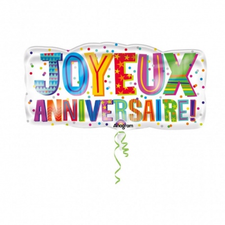 Balon folie figurina masina Joyeux Anniversaire - 83x40cm, Amscan 31637