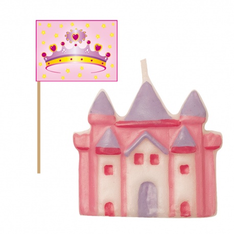 Lumanare forma castel + 6 scobitori stegulet princesa, Radar 51414