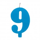 Lumanare aniversara pentru tort, Cifra 9, Albastru, Radar 50299, 1 buc