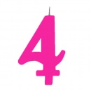 Lumanare aniversara pentru tort, Cifra 4, Roz, Radar 50904, 1 buc