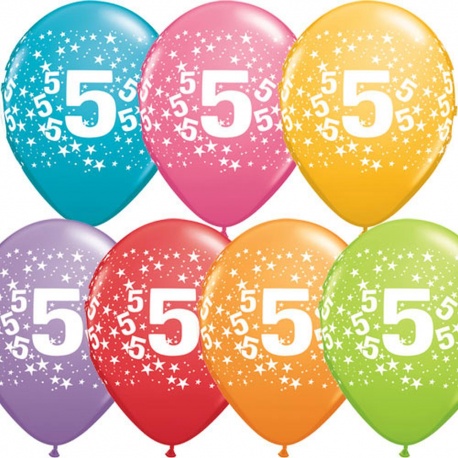 Baloane latex 10" inscriptionate Cifra 5 Asortate, Radar GI90.LMA