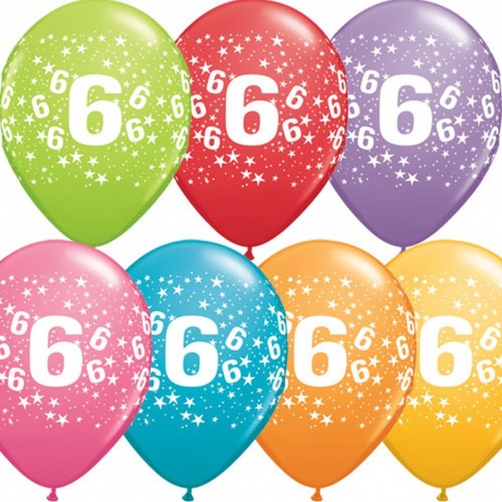 Baloane latex 10" inscriptionate Cifra 6 Asortate, Radar GI90.LMA