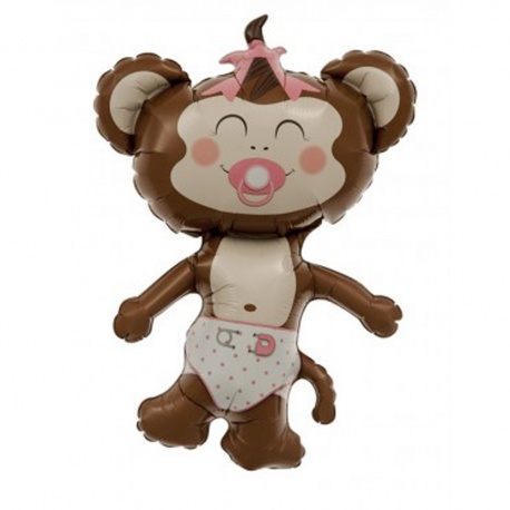 Balon mini figurina Baby Girl Maimutica fetita - 36cm + bat si rozeta, Northstar Balloons 00411