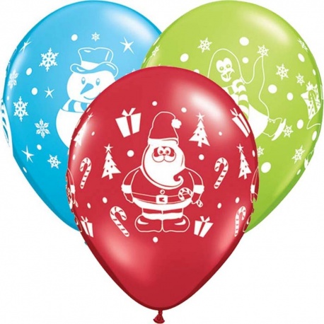 Baloane latex Om de Zapada, Mos Craciun & Pinguin, Qualatex 21603, Set 6buc