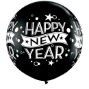 Balon latex Jumbo 30" inscriptionat Happy New Year, Qualatex 19175