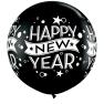 Balon latex Jumbo 3'/91 cm Happy New Year, Q 19175