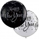Balon latex Jumbo 30" inscriptionat Happy New Year, Qualatex 40192