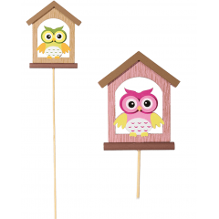 Set 3 figurine decorative bufnite cu casuta, 6,5 x 27 cm, Radar 137166