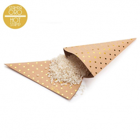 Cornet candy bar cu buline aurii sidef - 10 x 15.5 cm, Radar 41301, Set 10 buc