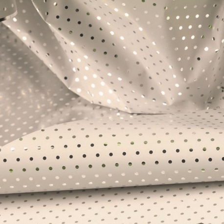 Hartie metalizata 2 fete pentru ambalat cu buline - alb/ argintiu, Radar 291A1