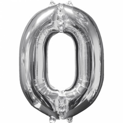 Balon Folie Cifra 0 Argintiu - 66cm, Anagram 31954