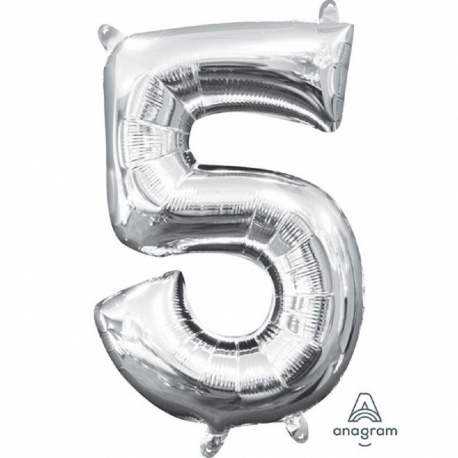 Balon Folie Cifra 5 Argintiu - 41 cm, Amscan 33084
