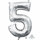 Balon Folie Cifra 5 Argintiu - 41 cm, Amscan 33084